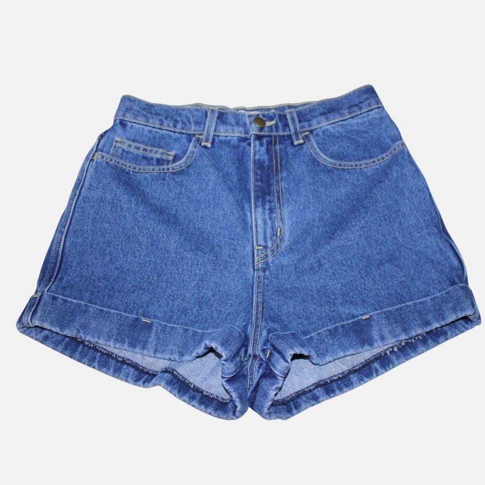 American Apparel Dark Wash High Waist Cuff Shorts NWT 28 Size Small